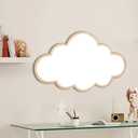 EBTOOLS Children Mirror Cloud Wooden Mirror Cartoon Shatterproof Mirror Wall Sticker Kid Children's Bedroom Home Decorate Bedroom Nursery Decoration, 14.96 x 9.84inch(Clouds)