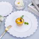 SUT 72-Pack 10.25 Inch White Heavy Duty Plastic Dinner Plates, Disposable Plates, Scallop Plates for Parties, Events, and Occasions