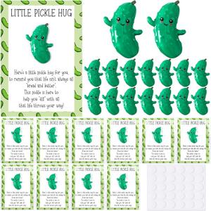 XunYee Pocket Hug Token End of Year Teacher Appreciation Gifts Mini Positive Figurines Pocket Hug Cards Emotional Small Support Gifts for Teacher Nurse Volunteer Employee Coworker(30 Sets,Pickle)