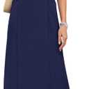 MISFAY Women's Sleeveless V Neck Maxi Dress with Pockets Vacation Outfit | Breathable Air-Layer Rayon Blend, Wrinkle Resistant, Back Slit, Loose Fit, Formal Outfits, Wedding Guest, Machine Washable (Blue, L)