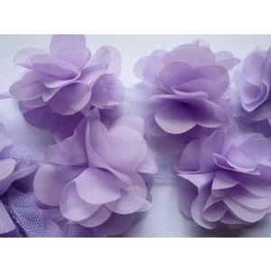 YYCRAFT 4.5 Yards 2.5" 3D Chiffon Flower Lace Trims Bridal Bouquets Cluster Flower DIY Sewing(Lavender)