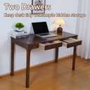 Solid Wood Desk with Drawer, Small Writing Desk for Small Spaces,Gaming Study Home Office Workbench woodenDesks for Work, 47 inch Wooden Computer Desk for Bedroom Walnut Color, 47.2 inch