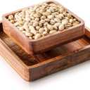 Qinyoung 1 Pcs Acacia Wood Pistachio Snack Bowl with Shell Storage Double Dish Holder Nut Bowl Pedestal for Sunflower Seeds and Snack