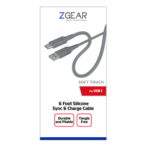 ZGear 6 Foot Silicone Rubber Synk & Charge Cable For USB C + ZGear 4 Ft Auxiliary Audio Cable For 3.5mm Audio