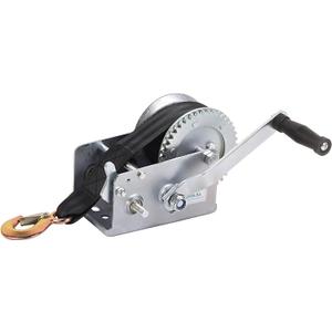 Hand Winch Boat Trailer Winch 2500lbs Heavy Duty Hook with 23ft Black Polyester Strap, Two Way Ratchet Portable Manual Winch for Trailers ATV UTV Boat Marine