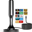 HIDB TV Antenna for Smart TV Indoor, Digital Indoor HD Antennas with Strong Magnetic Base, Easy Installation, Long Range Reception for Local Channels 4K 1080P, 10ft Long Cables (Black)