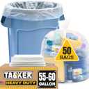 55 Gallon Clear Trash Bags, (50 Bags w/Ties) Large Clear Plastic Recycling Garbage Bags (50 Count (Pack of 1)