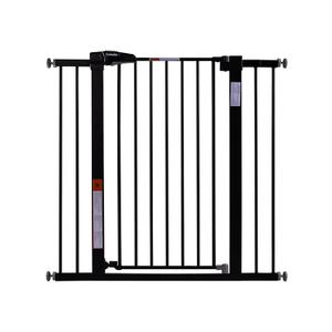 BABELIO 36" Tall Baby Gate, 26-40" Wide Auto Close Pet Gate, Pressure Mounted Metal Dog Gate, Easy-Install No Drilling, No Tools Required, with Wall Protectors and Extension Kits, Black