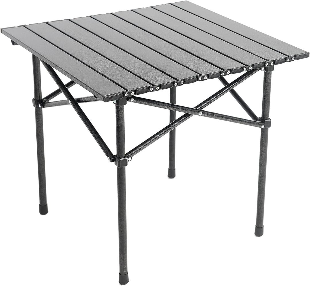 Wind Tour Portable Camping Table Folding Side Table Aluminum Lightweight Table with Carry Bag for Outdoor Cooking Hiking Picnics BBQ Travel (Black)
