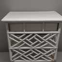 bali & pari Tiaret Natural Rattan Nightstand with Drawer and Shelves  Chippendale-Style Bedside Table for Bedroom or Coastal Living Spaces, White, 1-Drawer, 24-inch Wide