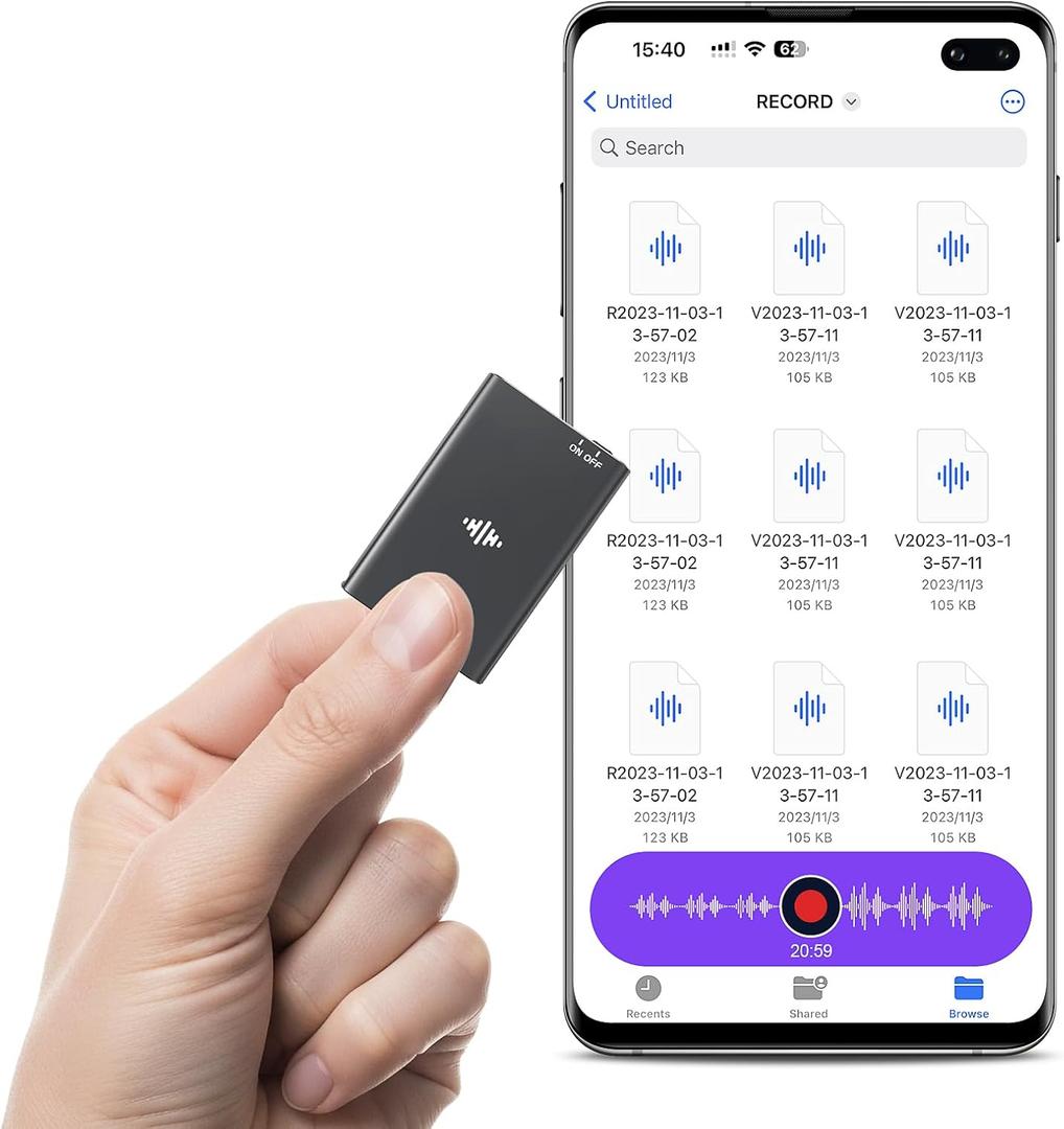 136GB Magnetic Voice Recorder - Lymorvex Voice Activated Recorder AI-Intelligent Noise Reduction, 4800 Hours Recording Device & USB-C Audio Recorder for Lectures, Meetings, Interviews