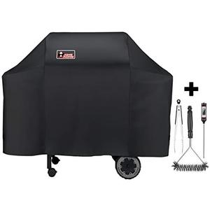 Kingkong 7573/7106 Grill Cover for Weber Spirit 200, 300 Series and Genesis Silver Gas Grill with Grill Brush, Tongs and Thermometer