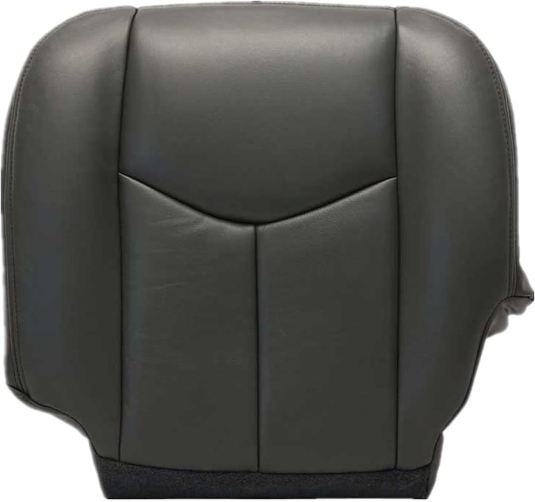 SecosAutoparts Driver Side Bottom Dark Gray# 692/69i Replacement Leather Seat Cover Compatible with Chevy Silverado Avalanche Tahoe Suburban GMC Sierra Yukon 2003 2004 2005 2006 (Black)