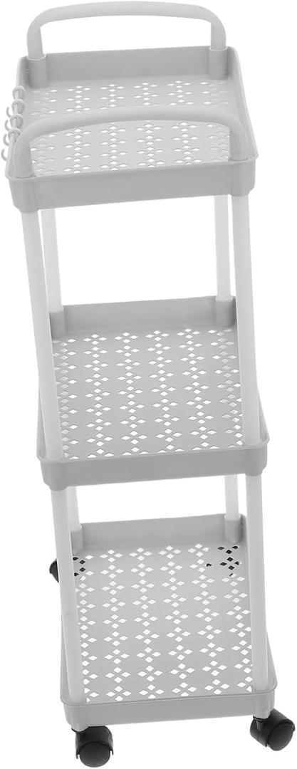 3-Tier Rolling Storage Cart for Kitchen and Bathroom Slim Plastic Organizer with Wheels Narrow Utility Cart for Home Nursery and Laundry White