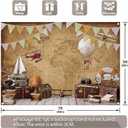 7x5ft Fabric Around World Map Photography Backdrop Adventure Airplane Hot Air Balloon Vintage Background Travel Kids Party Decor Photo Banner