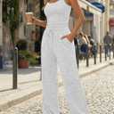 Trendy Queen Women's 2 Piece Lounge Set Summer Outfits - Camisole Top & Wide Leg Pants (Gray, L)