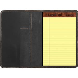 Genuine Leather Notebook Notepad Cover for TOPS The Legal Pad Writing Pads Docket 5" x 8" Cover, retro real leather portfolio folder cover organizer (Black)