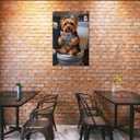 Bathroom Wall Decor Art Funny Silky Terrier Dog in Toilet Reading Newspaper Canvas Print Poster Pet Lover Gift Home Dog Theme Room Aesthetics Humorous Animal pictures 24x36inch Unframed (style-1-Unframed)