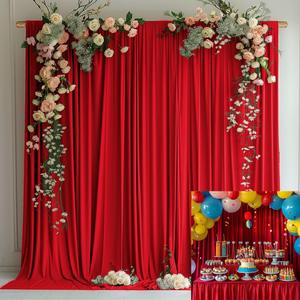 10x10FT Wedding Curtain Dark Red Backdrop Curtains for Party Wedding Ceremony Curtains Fabric Photography Backdrop 5x10ft, 2 Panel KUNS057 (01#)