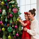 Dolicer 80 Pcs Christmas Tree Ornaments Vintage Christmas Ball Ornaments Set Green Red Glitter Christmas Decorations Shatterproof Large Hanging Ornament for Xmas Tree Holiday Party