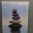 QIXIANG Zen Canvas Wall Art Zen Stone Painting Prints Spa Meditation Painting Artwork for Spa Yoga Room Bathroom Wall Decor Frame (16.00" x 24.00", Zen 1)