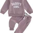 Toddler Baby Girl Clothes Daddy's Girl Long Sleeve Pullover Sweatshirt Stretch Jogger Pants Infant Fall Winter Outfit (2-3T)