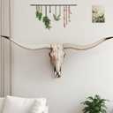 SvRite 30" Cow Skull Wall Art, Long Horn Cow Skull Wall Hanging, Faux Taxidermy Animal Head, Handmade Decor for Living Room & Bedroom