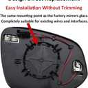 Driver Side Mirror Replacement for Toyota Highlander 2014 2015 2016 2017 2018 2019 - Left Side Mirror Glass, Rear View Mirrors Glass with Power Heated & Blind Spot