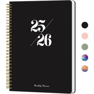 Monthly Planner 2025-2026, 21 Months Calendar Planner 2025-2026, April 2025 - December 2026, 7" x 10", 25-26 Monthly Calendar, Perfect for School Office Home Planning - Black