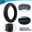 14 x 2.125 Tubeless Tire with Angled Valve14 inch Thickened Tubeless Tires Compatible with Electric Scooters, E-Bike 14x2.125/57-254 Folding Electric and more