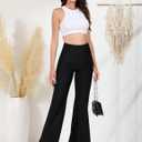 Tulucky Womens Stretchy Shiny Sports High Waisted Yoga Flare Pants Tummy Control Bell Bottom Leggings (Black, M)