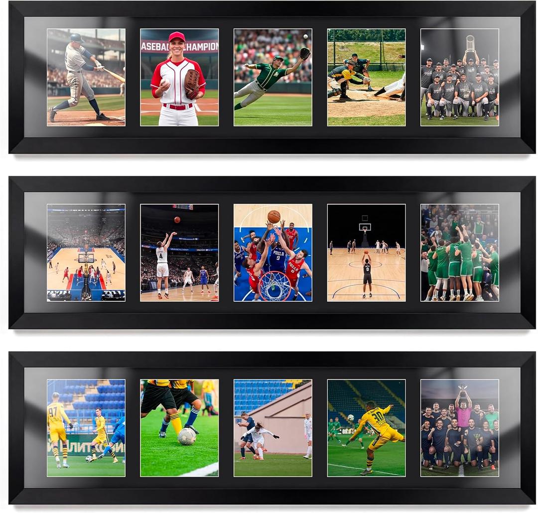 SiliFine 3 Pack Trading Card Display Frame for 5 Standard 3 x 2 Inch Cards Wall Mounted Sports Card Display Case with UV Protection Design for Baseball Basketball Football Trading Standard Cards