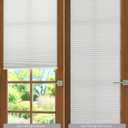 No Drill Light Filtering Cellular Shades for French Doors, 26"x70", White