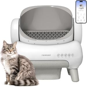 Neakasa M1 Plus Lite Open-Top Self Cleaning Cat Litter Box, Automatic Cat Litter Box with APP Control, Upgraded Safety Protection, Odor Control, Includes 1 Roll Waste Bag (Pearl White)