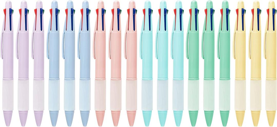Multicolor Ball Point Pens 4-in-1 Colored Pens (1.0mm) Assorted Inks 4-Color Ballpoint Pen (18 pack)