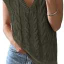 BTFBM Sweater Vest Women Oversized V Neck Cable Knit Casual Pullover Sweaters Fall Outfits 2025 Sleeveless Tops (Green, S)