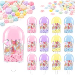Thyle 12 Pcs Candy Containers for Party Favors Ice Cream Shaped Candy Boxes Bulk Cute Plastic Treat Containers for Cream Summer Gift Weddings Birthdays Home Party Supplies (Greet Summer)