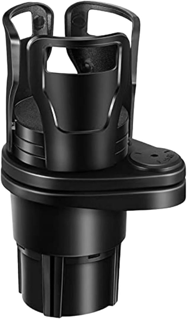 Car Cup Holder Expander, 2-in-1 Adjustable Cup Holder Adapter for Car, Fits Large Drinks, French Fries Box, Popcorn Bucket, 360° Rotatable Base, Black