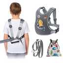 2025 New Safety Harness with Light Reflector for Active Child (3-6 yrs), Secure Vest Walking Harness with Quick Grab Handle and Pouch, Adjustable Tether Leash for Autism Special Needs ADHD/ASD Kids (Small For Height 3'1" - 3'9", Dark Grey)