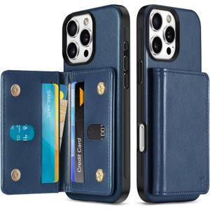 TUCCH Wallet Case for iPhone 16 Pro Max, [Undetachable] PU Leather Wallet with RFID Blocking [6 Card Holder] Magnetic Closure, Protective Shockproof Phone Cover for iPhone 16 Pro Max, Dark Blue