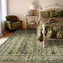 Olive and Tan Area Rugs Washable Rug for Living Room Bedroom Boho Farmhouse Floral Vintage Soft No Slip Extra Large Carpet for Dining Room 9x12