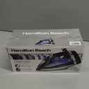 Hamilton Beach Steam Iron for Clothes & Garment Steamer with Smooth Press Stainless Steel Soleplate, 1200 Watts, 8’ Retractable Cord, Black (14214)