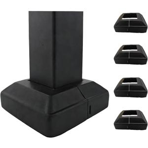 4pcs Aluminum Deck Post Base Cover, 2.5x2.5in Split Snap Railing Base, Matte Black Square Handrail Skirt Covers for Fences, Porch, Stair