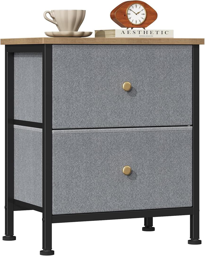 Sweetcrispy Nightstand with 2 Storage Drawers, Small Bedside Table, Blue, 11.8"D x 18"W x 20"H , 1 Pack