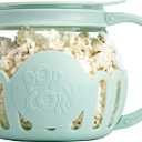 Ecolution Patented Micro-Pop Microwave Popcorn Popper with Temperature Safe Glass, 3-in-1 Lid Measures Kernels and Melts Butter, Made Without BPA, Dishwasher Safe, 1.5-Quart, Aqua