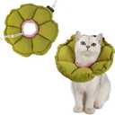 H HIDREAM Soft Cat Cone Collar Cute Adjustable Cat Recovery CollarElizabethan e Collar That can Protect Head and Foot WoundsGreen Flower All-Season Style