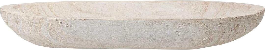 Bloomingville Hand-Carved Paulownia Wood Bowl with Whitewashed Finish