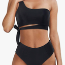 MOOSLOVER Women One Shoulder High Waisted Bikini Tie High Cut Two Piece Swimsuits Size XL