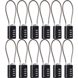 SEPOX Versatile 12-Piece Resettable 4-Digit Combination Travel Lock Luggage Set  Own Password Set-Up, Extra Long Anti-Cut Vinyl Steel Cable, Ideal for Suitcase, Backpacks, Gym Lockers - Black