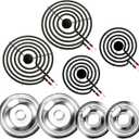 W10196405 W10196406 Electric Stove Burner Drip Pans & MP21YA MP15YA Electric Range Burner Element Unit Set fit for Whirlpool Kenmore Amana Range Oven/Stove by Cenipar